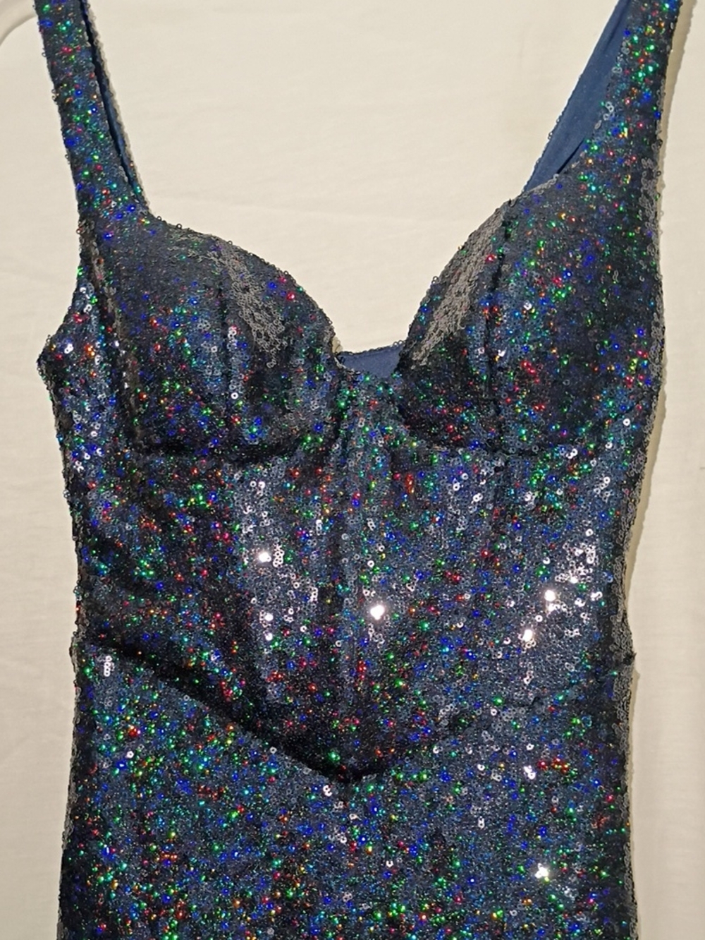 Blue Sequin Glitter Bodycon Mini Dress, Sz 6, NWOT - Picture 2 of 14